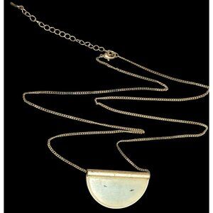 Geometric Rutilated Quartz Half Circle Pendant Necklace